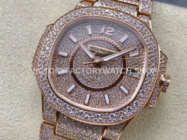 GR Factory Patek Philippe Nautilus 7021/1R-001 35.2mm Full Jewelry Rose Gold Jewelry Dial