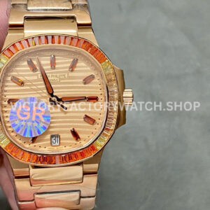 GR Factory Patek Philippe Nautilus 71181300R-001 35.2mm Full Rose Gold Rose Gold Dial (9) GR Patek Philippe Nautilus 7118 1300R rose gold dial