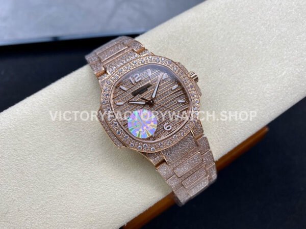 GR Factory Patek Philippe Nautilus 7118/1450G-001 35.2mm Full Diamond Rose Gold Diamond Dial