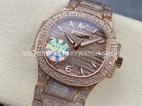 GR Factory Patek Philippe Nautilus 7118/1450G-001 35.2mm Full Diamond Rose Gold Diamond Dial