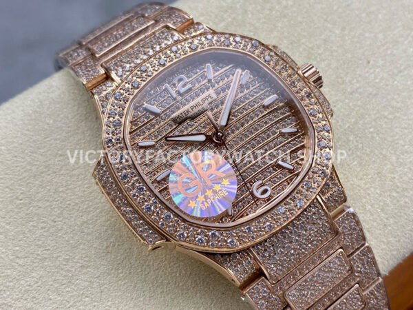 GR Factory Patek Philippe Nautilus 7118/1450G-001 35.2mm Full Diamond Rose Gold Diamond Dial