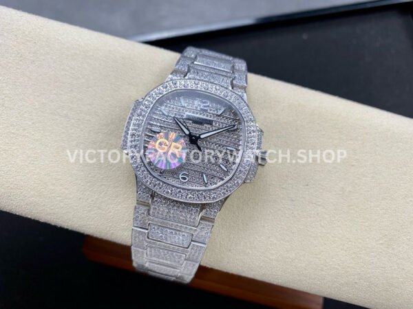 GR Factory Patek Philippe Nautilus 7118/1450G-001 35.2mm Full Diamond White Gold Diamond Dial