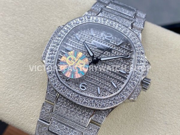 GR Factory Patek Philippe Nautilus 7118/1450G-001 35.2mm Full Diamond White Gold Diamond Dial