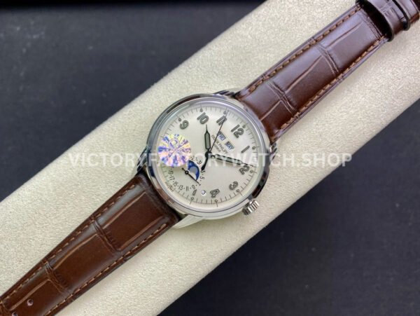 GR Factory Patek Philippe Perpetual Calendar 5320G-001 40mm White Gold Leather Strap Arabic Numerals White Dial