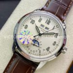 GR Factory Patek Philippe Perpetual Calendar 5320G-001 40mm White Gold Leather Strap Arabic Numerals White Dial