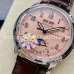 GR Factory Patek Philippe Perpetual Calendar 5320G-011 40mm White Gold Leather Strap Arabic Numerals Pink Dial