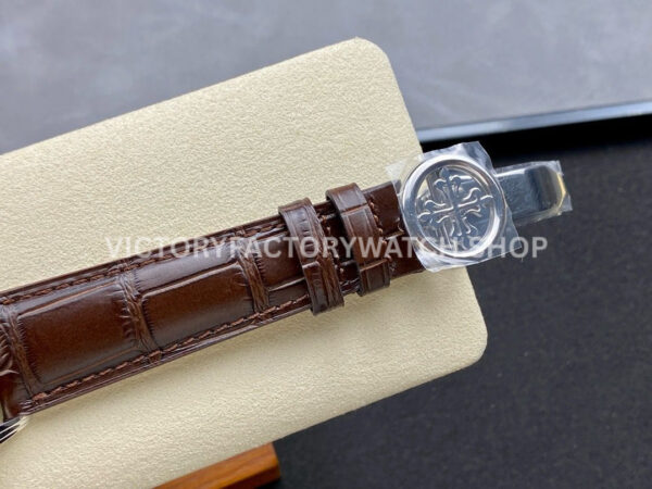 GR Factory Patek Philippe Perpetual Calendar 5320G-011 40mm White Gold Leather Strap Arabic Numerals Pink Dial