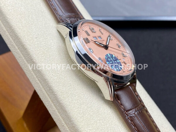 GR Factory Patek Philippe Perpetual Calendar 5320G-011 40mm White Gold Leather Strap Arabic Numerals Pink Dial