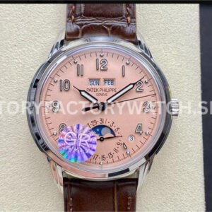 GR Factory Patek Philippe Perpetual Calendar 5320G-011 40mm White Gold Leather Strap Arab (7) GR Patek Philippe 5320G-011 pink dial perpetual calendar