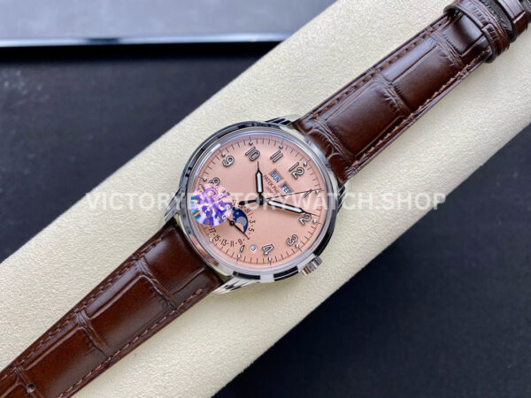 GR Factory Patek Philippe Perpetual Calendar 5320G-011 40mm White Gold Leather Strap Arabic Numerals Pink Dial