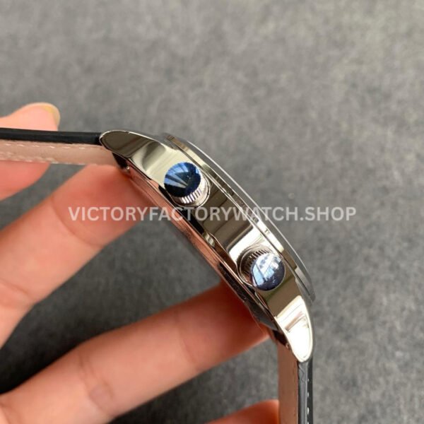 GR Factory Patek Philippe Calatrava Pilot Travel Time 5524G-001 42mm White Gold Leather Strap Arabic Numerals Blue Dial