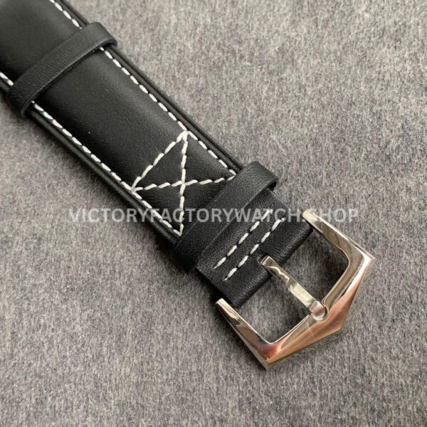 GR Factory Patek Philippe Calatrava Pilot Travel Time 5524G 42mm White Gold Leather Strap Arabic Numerals Black Dial