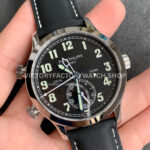 GR Factory Patek Philippe Calatrava Pilot Travel Time 5524G 42mm White Gold Leather Strap Arabic Numerals Black Dial