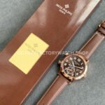 GR Factory Patek Philippe Calatrava Travel Time 5524R-001 42mm Rose Gold Leather Strap Arabic Numerals Brown Dial