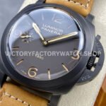 HW Factory Panerai Luminor 1950 3 Days Power Reserve PAM00375 47mm Ceramic Leather Strap Arabic Numerals Black Dial