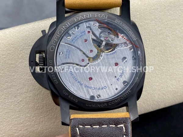 HW Factory Panerai Luminor 1950 3 Days Power Reserve PAM00375 47mm Ceramic Leather Strap Arabic Numerals Black Dial