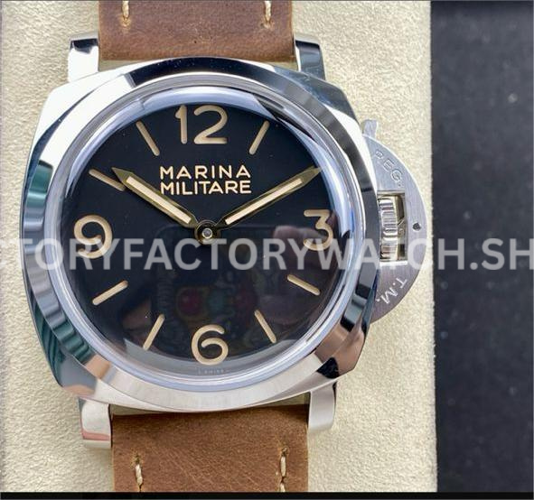 HW Factory Panerai Luminor 1950 PAM 00673 47mm Steel Leather Strap Arabic Numerals Black Dial (1) HW PAM00673 Panerai Luminor 1950 black dial steel
