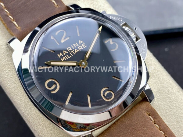 HW Factory Panerai Luminor 1950 PAM 00673 47mm Steel Leather Strap Arabic Numerals Black Dial (5) HW Factory Panerai Luminor 1950 PAM00673 47mm Steel Leather Strap Arabic Numerals Black Dial