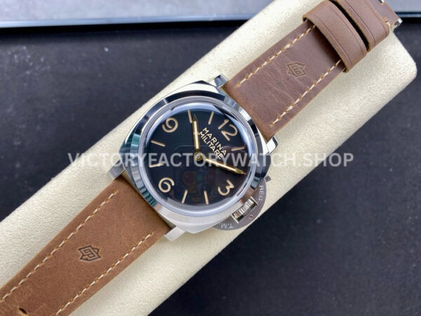 HW Factory Panerai Luminor 1950 PAM 00673 47mm Steel Leather Strap Arabic Numerals Black Dial (7) HW Factory Panerai Luminor 1950 PAM00673 47mm Steel Leather Strap Arabic Numerals Black Dial