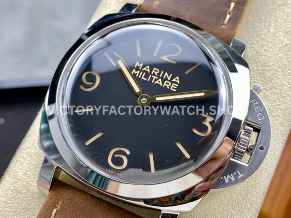 HW Factory Panerai Luminor 1950 PAM 00673 47mm Steel Leather Strap Arabic Numerals Black Dial (8) HW Factory Panerai Luminor 1950 PAM00673 47mm Steel Leather Strap Arabic Numerals Black Dial