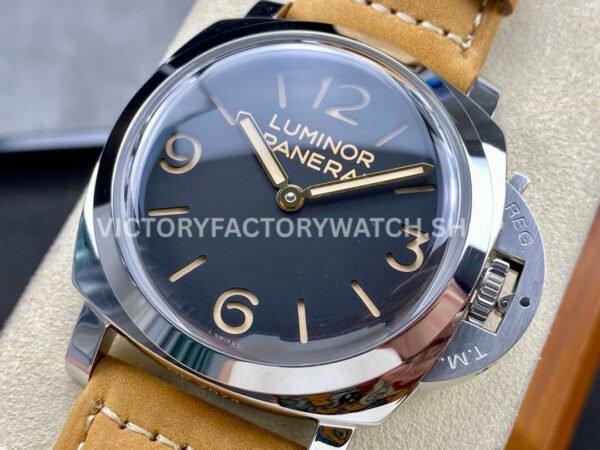 HW Factory Panerai Luminor 1950 PAM00372 47mm Steel Leather Strap Arabic Numerals Black Dial