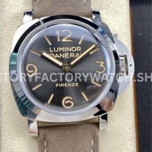 HW Factory Panerai Luminor 1950 PAM605 47mm Steel Leather Strap Arabic Numerals Grey Dial (2) HW PAM605 Panerai Luminor 1950 grey dial 47mm
