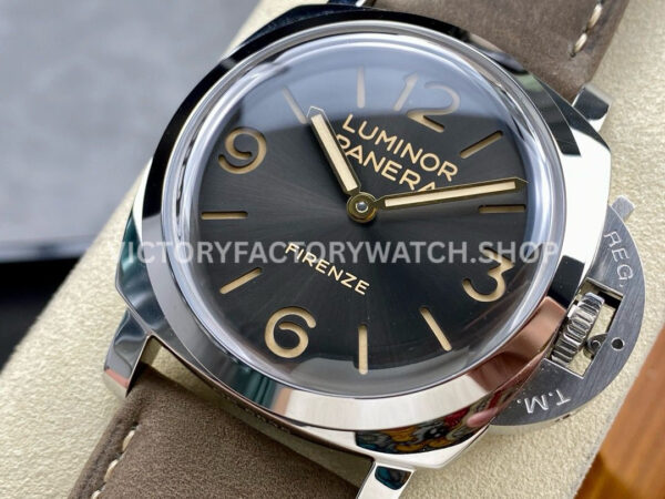 HW Factory Panerai Luminor 1950 PAM605 47mm Steel Leather Strap Arabic Numerals Grey Dial
