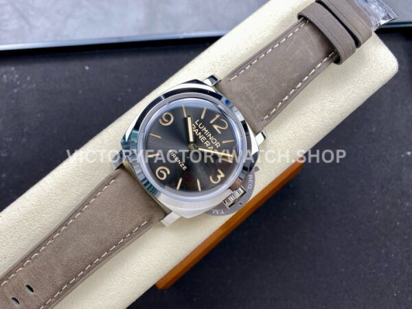 HW Factory Panerai Luminor 1950 PAM605 47mm Steel Leather Strap Arabic Numerals Grey Dial