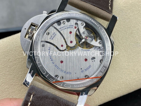 HW Factory Panerai Luminor 1950 PAM605 47mm Steel Leather Strap Arabic Numerals Grey Dial