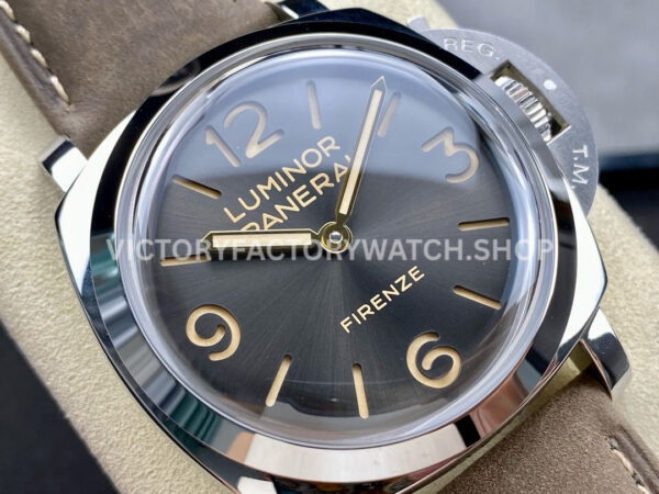 HW Factory Panerai Luminor 1950 PAM605 47mm Steel Leather Strap Arabic Numerals Grey Dial