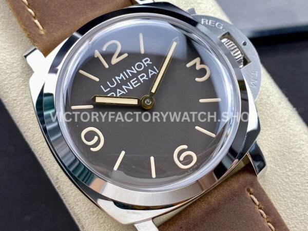 HW Factory Panerai Luminor 1950 PAM663 47mm Steel Leather Strap Arabic Numerals Brown Dial
