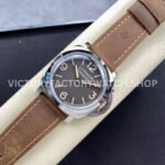 HW Factory Panerai Luminor 1950 PAM663 47mm Steel Leather Strap Arabic Numerals Brown Dial