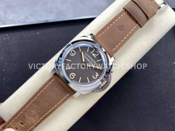 HW Factory Panerai Luminor 1950 PAM663 47mm Steel Leather Strap Arabic Numerals Brown Dial