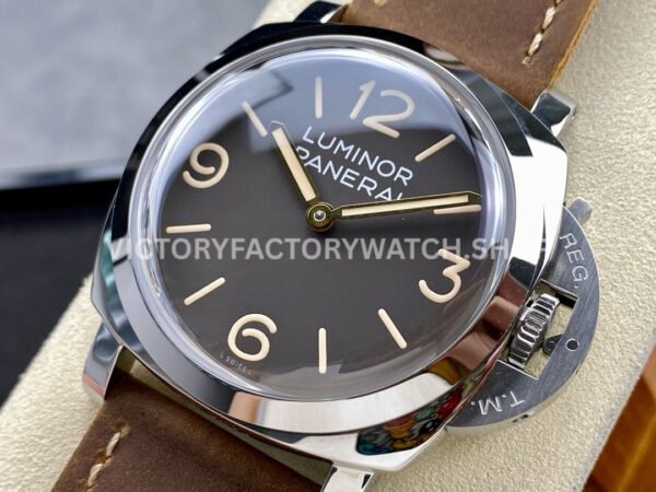 HW Factory Panerai Luminor 1950 PAM663 47mm Steel Leather Strap Arabic Numerals Brown Dial