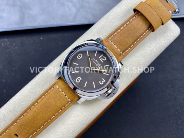 HW Factory Panerai Luminor Base PAM 00390 44mm Steel Leather Strap Arabic Numerals Brown Dial (4) HW Factory Panerai Luminor Base PAM00390 44mm Steel Leather Strap Arabic Numerals Brown Dial