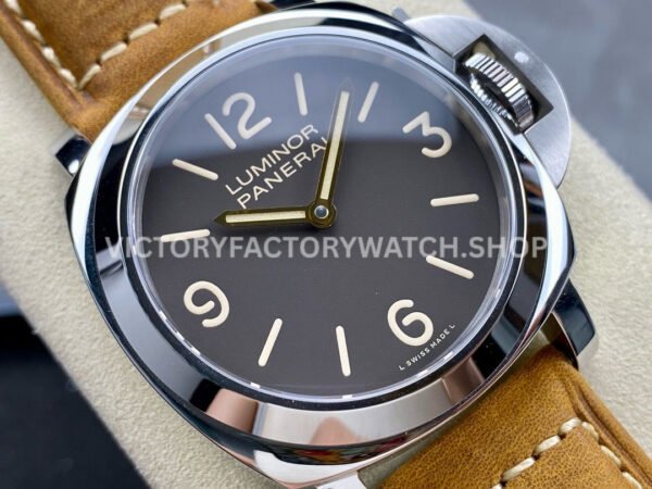 HW Factory Panerai Luminor Base PAM 00390 44mm Steel Leather Strap Arabic Numerals Brown Dial (5) HW Factory Panerai Luminor Base PAM00390 44mm Steel Leather Strap Arabic Numerals Brown Dial
