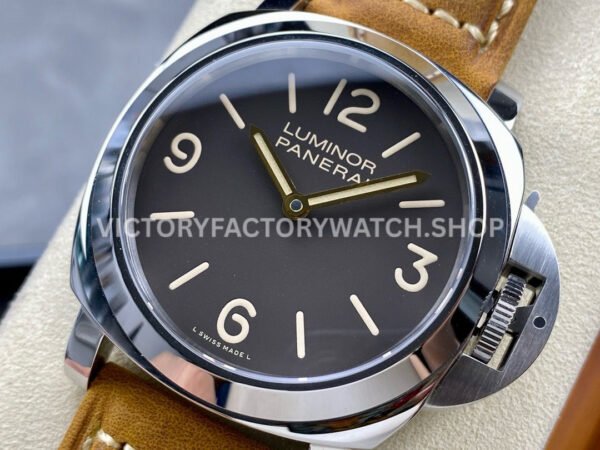 HW Factory Panerai Luminor Base PAM 00390 44mm Steel Leather Strap Arabic Numerals Brown Dial (8) HW Factory Panerai Luminor Base PAM00390 44mm Steel Leather Strap Arabic Numerals Brown Dial