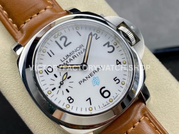HW Factory Panerai Luminor Marina Logo Pam00778 44mm Steel Leather Strap Arabic Numerals White Dial