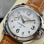 HW Factory Panerai Luminor Marina Logo Pam00778 44mm Steel Leather Strap Arabic Numerals White Dial