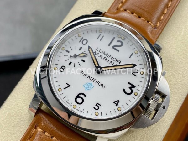 HW Factory Panerai Luminor Marina Logo Pam00778 44mm Steel Leather Strap Arabic Numerals White Dial