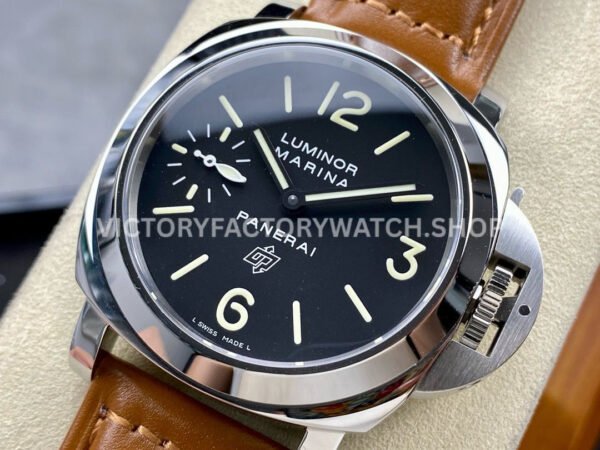 HW Factory Panerai Luminor Marina PAM00005 44mm Steel Leather Strap Arabic Numerals Black Dial
