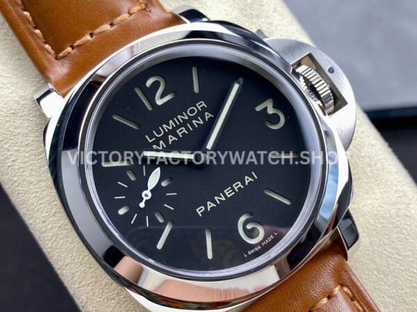 HW Factory Panerai Luminor Marina PAM00111 44mm Steel Leather Strap Arabic Numerals Black Dial