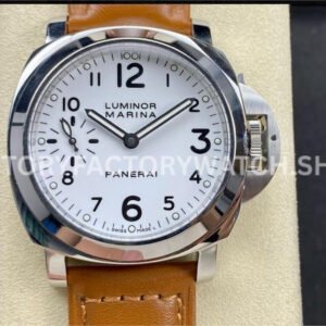HW Factory Panerai Luminor Marina PAM 00113 44mm Steel Leather Strap Arabic Numerals White Dial (2) HW PAM00113 Panerai Luminor Marina white dial