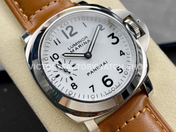 HW Factory Panerai Luminor Marina PAM00113 44mm Steel Leather Strap Arabic Numerals White Dial