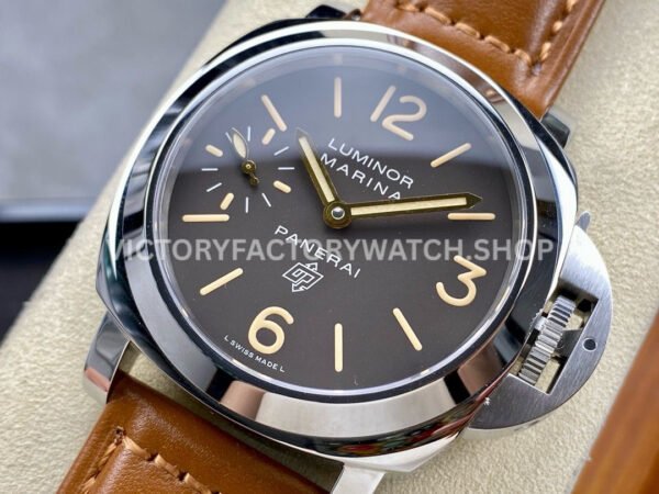 HW Factory Panerai Luminor Marina PAM 00632 44mm Steel Leather Strap Arabic Numerals Brown Dial (8) HW Factory Panerai Luminor Marina PAM00632 44mm Steel Leather Strap Arabic Numerals Brown Dial