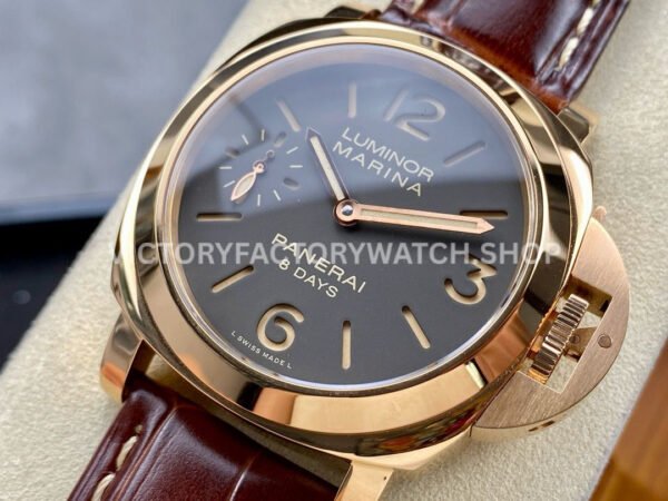 HW Factory Panerai Luminor Marina PAM00511 44mm Rose Gold Leather Strap Arabic Numerals Grey Dial (6) HW Factory Panerai Luminor Marina PAM00511 44mm Rose Gold Leather Strap Arabic Numerals Grey Dial