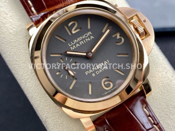 HW Factory Panerai Luminor Marina PAM00511 44mm Rose Gold Leather Strap Arabic Numerals Grey Dial (7) HW Factory Panerai Luminor Marina PAM00511 44mm Rose Gold Leather Strap Arabic Numerals Grey Dial
