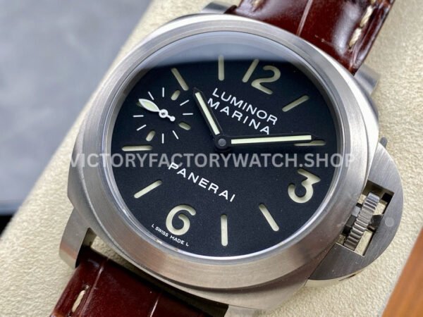 HW Factory Panerai Luminor Marina PAM01390 44mm Steel Leather Strap Arabic Numerals Black Dial