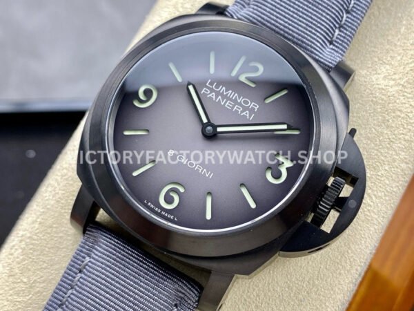 HW Factory Panerai Luminor Marina Pam02121 44mm Titanium Textile Strap Arabic Numerals Grey Dial