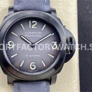 HW Factory Panerai Luminor Marina Pam02121 44mm Titanium Textile Strap Arabic Numerals Grey Dial (7) HW PAM02121 Panerai Luminor Marina grey dial titanium